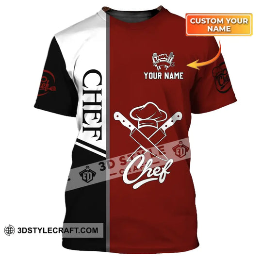 Unisex Shirt - Custom Name Shirt - Chef Black White And Red style option 1