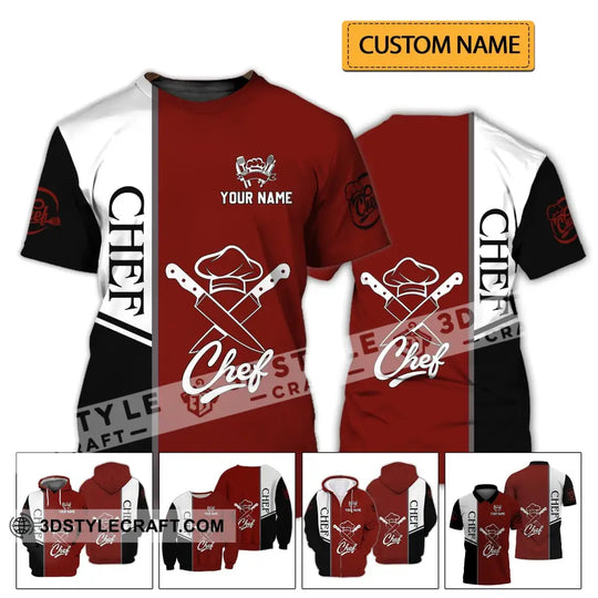 Unisex Shirt - Custom Name Shirt - Chef Black White And Red style option 2