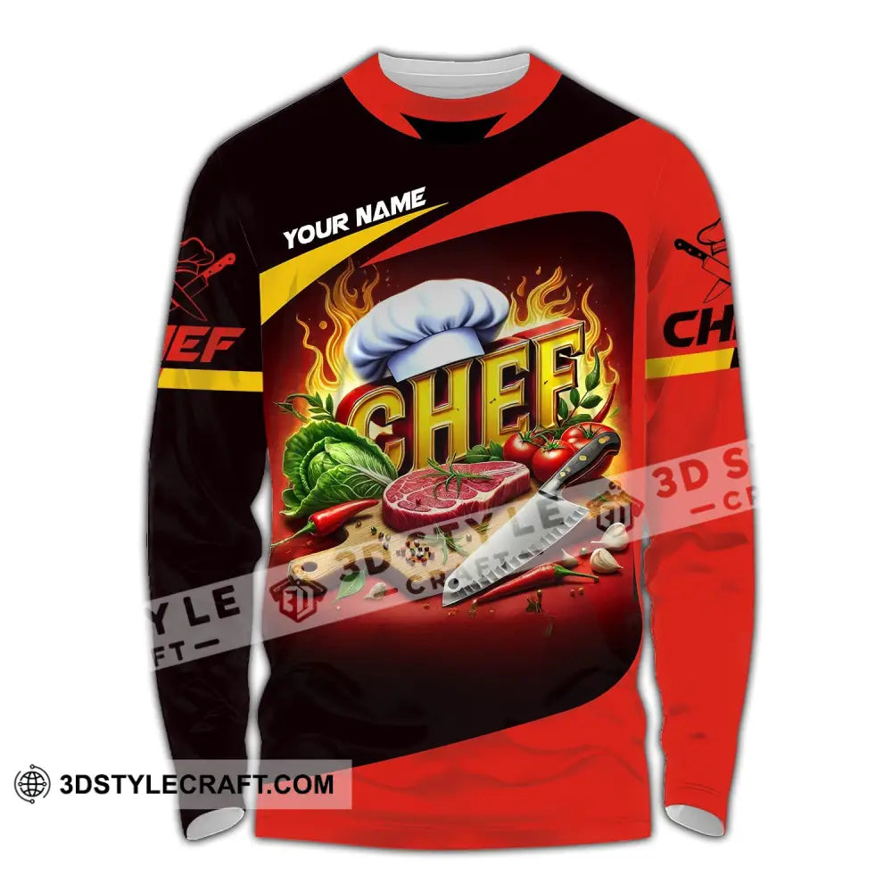 Unisex Shirt Custom Name Chef Cooking Lover T-Shirt Long Sleeve / S T-Shirt