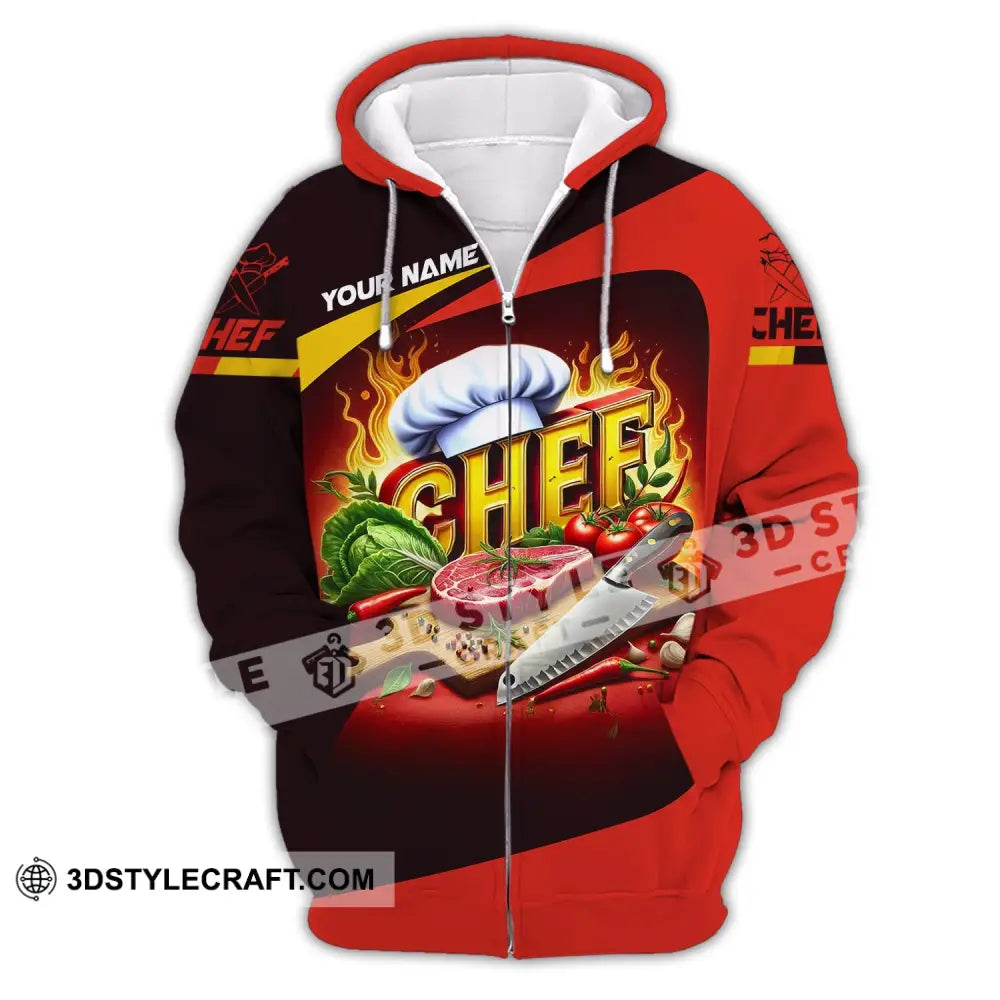 Unisex Shirt Custom Name Chef Cooking Lover T-Shirt Zipper Hoodie / S T-Shirt