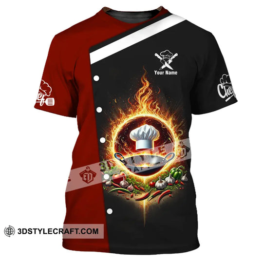 Unisex Shirt - Custom Name Chef Shirt, Fire Pan style option 2