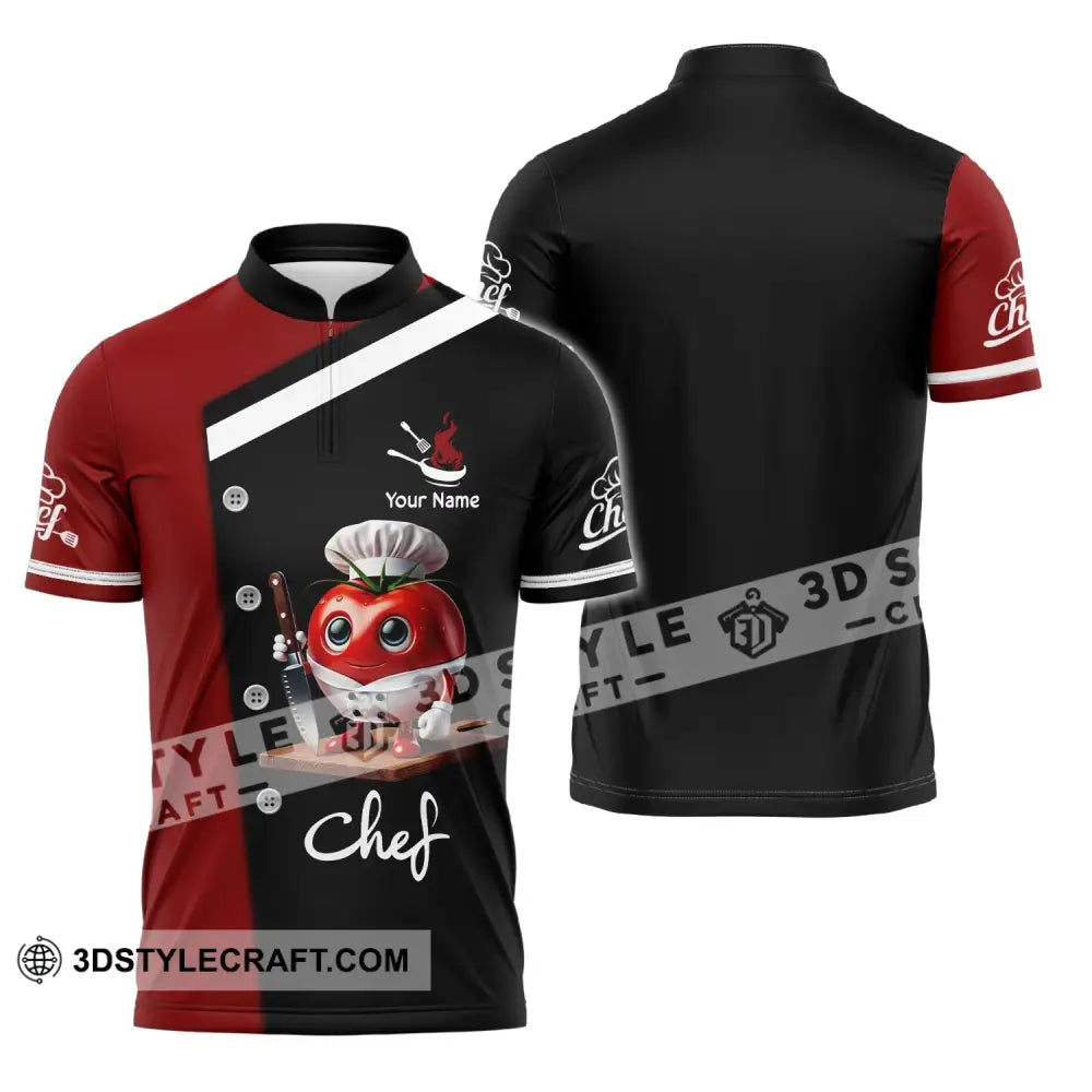 Unisex Shirt Custom Name Chef Gift Zipper Polo / S T-Shirt