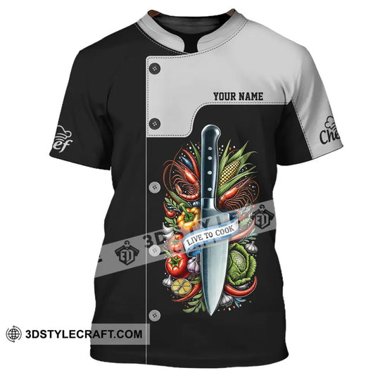Unisex Shirt - Custom Name Chef Shirt, Live To Cook style option 2
