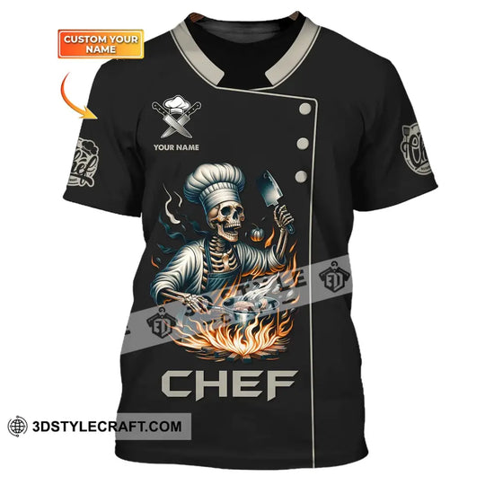 Unisex Shirt, Custom Name Chef Shirt, Skull Cooking Chef, Gift for Cooking Lovers style option 1