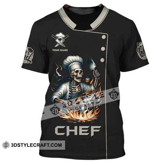 Unisex Shirt, Custom Name Chef Shirt, Skull Cooking Chef, Gift for Cooking Lovers style option 2
