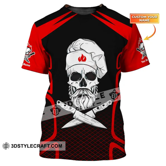 Unisex Shirt, Custom Name Chef Shirt, Skull Chef, Chef Polo, Gift for Cooking Lovers style option 1