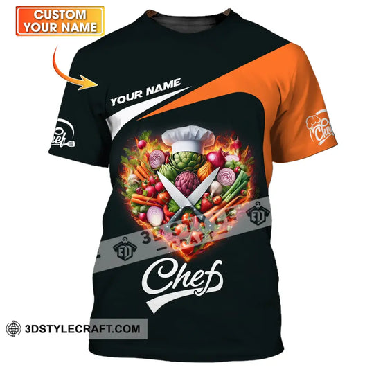 Unisex Shirt - Custom Name Chef Shirt, Vegetables Black And Orange Shirt style option 1