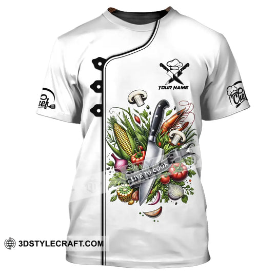 Unisex Shirt - Custom Name Chef Shirt, Vegetables White Shirt style option 2