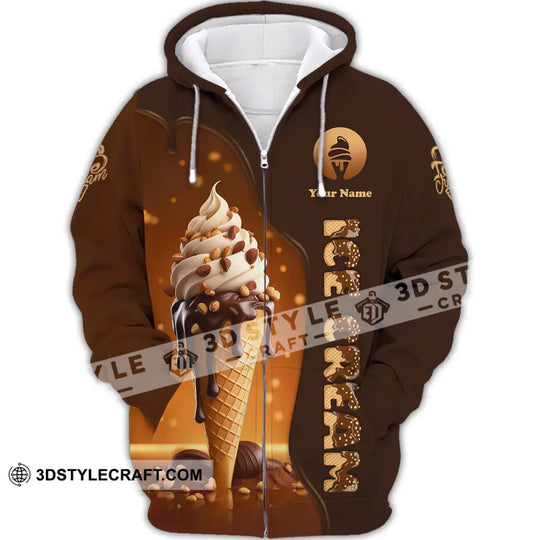 Unisex Shirt, Custom Name Chocolate Ice Cream Shirt, Ice Cream Lover Shirt style option 3
