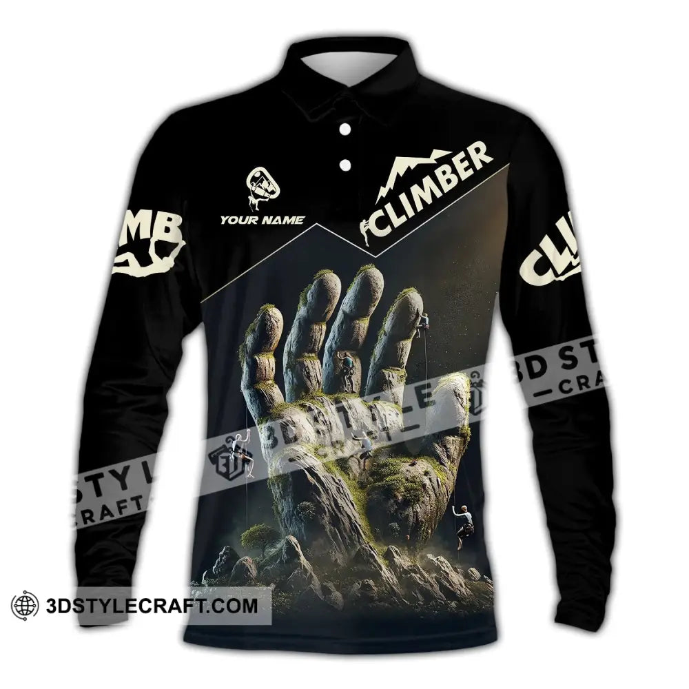 Unisex Shirt Custom Name Climbing Gift For Lover Long Sleeve Polo / S T-Shirt