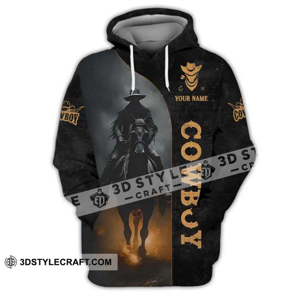 Unisex Shirt Custom Name Cowboy Western T-Shirt Hoodie Polo Long Sleeve / S