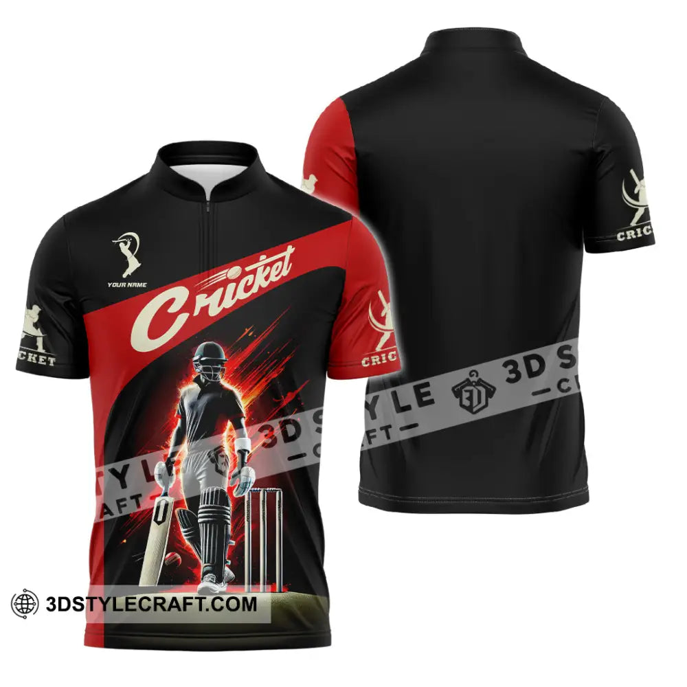 Unisex Shirt Custom Name Cricket Ball Lover Gift Zipper Polo / S T-Shirt