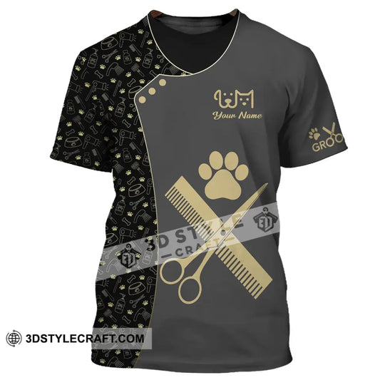 Unisex Shirt - Custom Name Dark Shirt For Pet Grooming style option 2