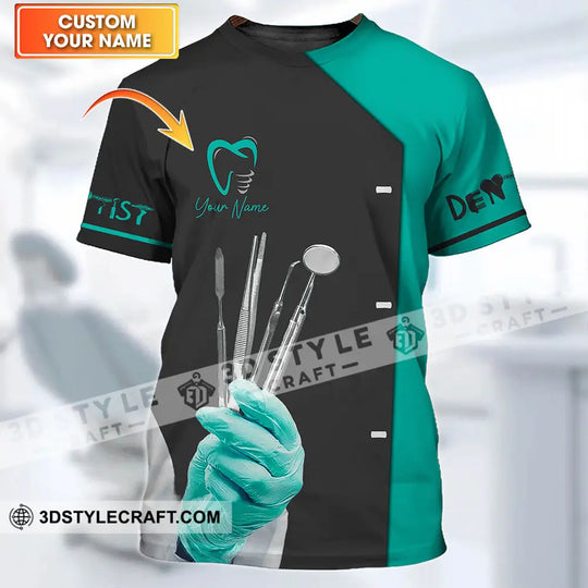 Unisex Shirt - Custom Name Dentist T-Shirt - Dentist Gloves - Gift For Dentists style option 1