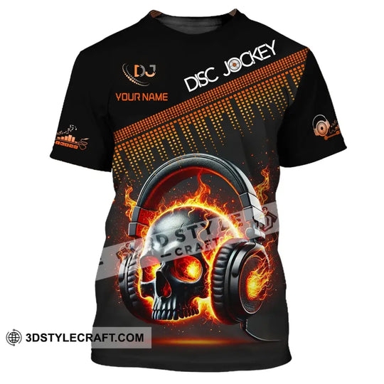 Unisex Shirt, Custom Name Disc Jockey Shirt, DJ Skull Hoodie Shirt Polo Long Sleeve, Gift for DJ style option 2