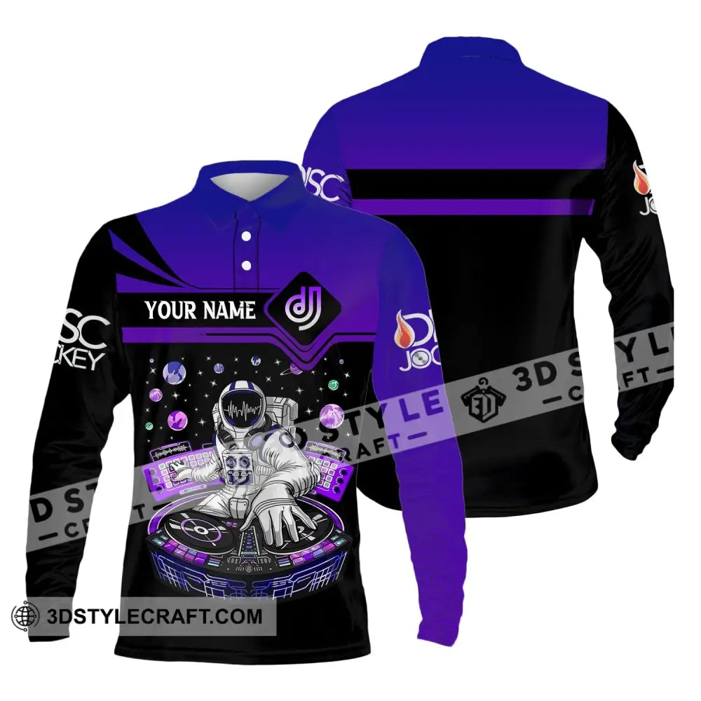 Unisex Shirt Custom Name Disc Jockey Dj Space Hoodie Polo Long Sleeve / S T-Shirt