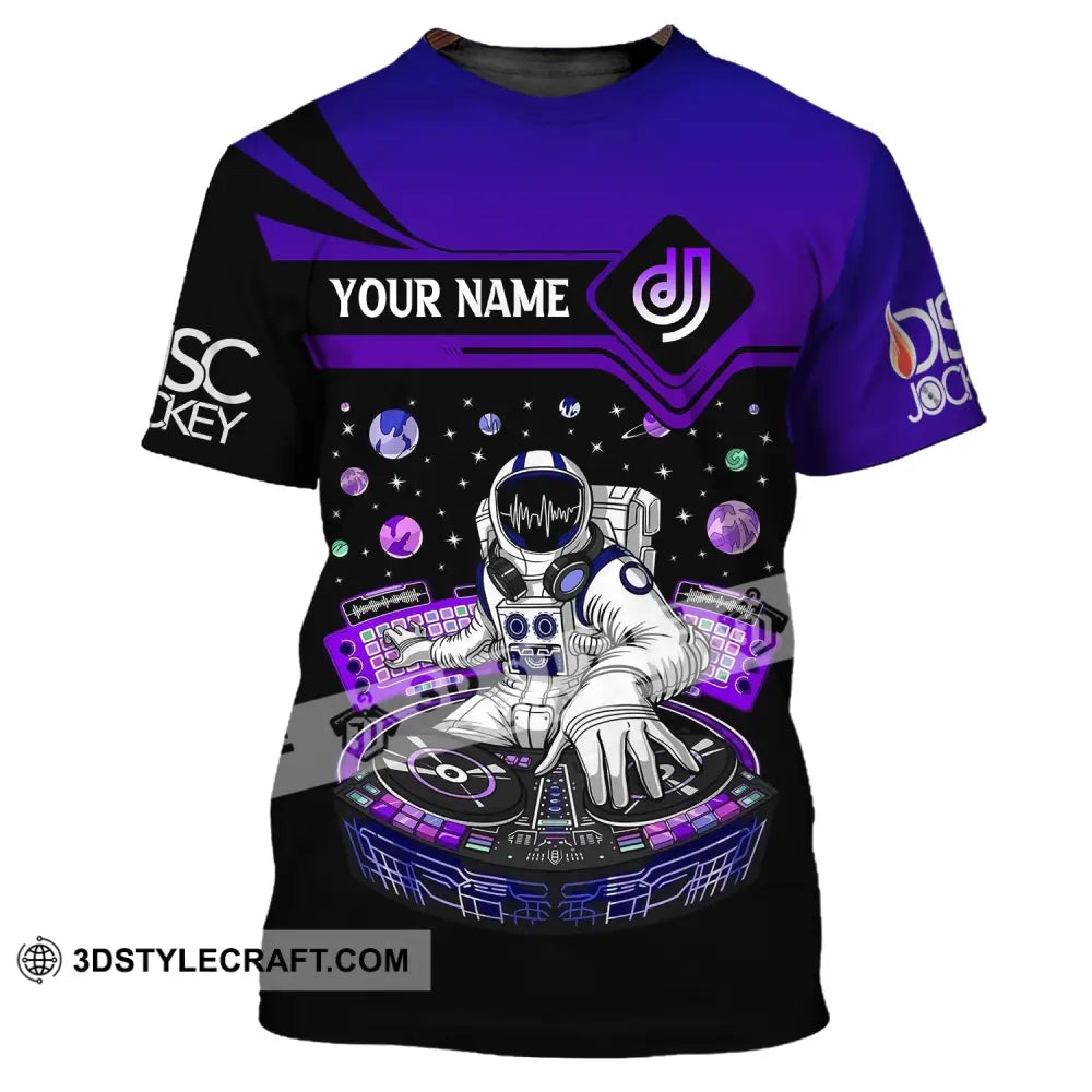 Unisex Shirt Custom Name Disc Jockey Dj Space Hoodie Polo Long Sleeve T-Shirt / S