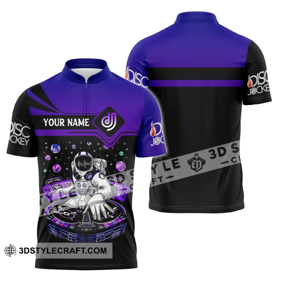 Unisex Shirt Custom Name Disc Jockey Dj Space Hoodie Polo Long Sleeve Zipper / S T-Shirt