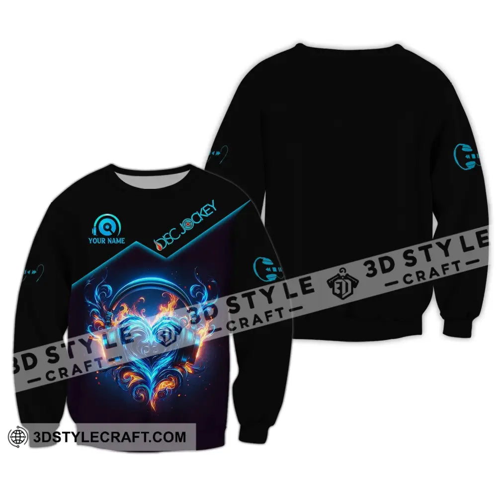 Unisex Shirt Custom Name Disc Jockey Music Heart Dj Hoodie Polo Long Sleeve / S T-Shirt
