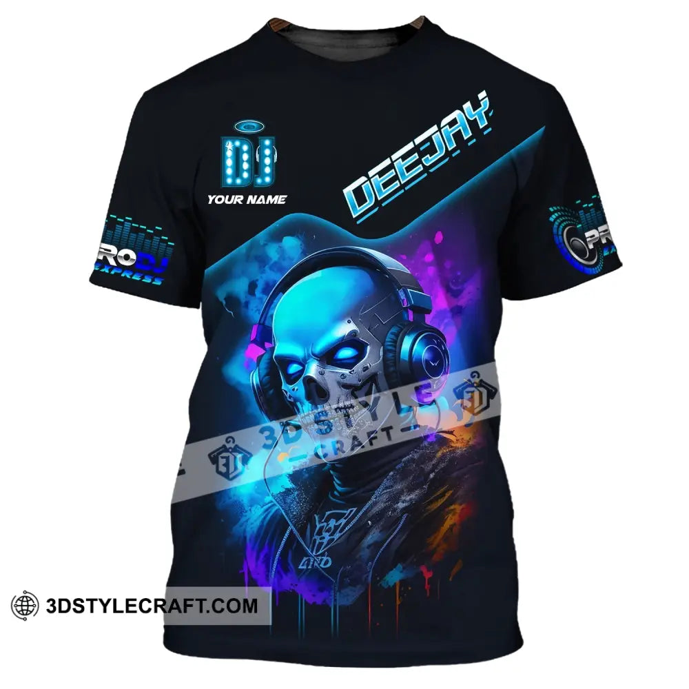Unisex Shirt Custom Name Disc Jockey T-Shirt Deejay Dj Skull Gift For / S