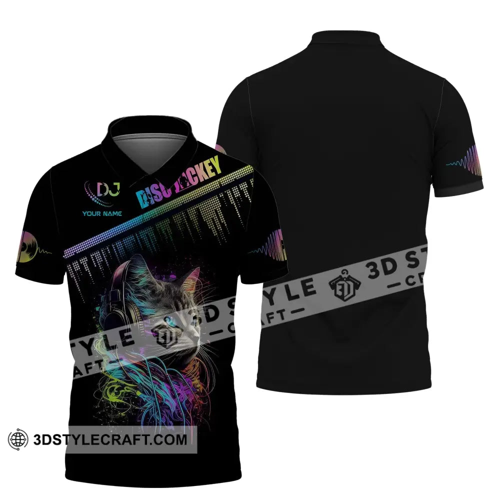 Unisex Shirt Custom Name Disc Jockey T-Shirt Music Lover Dj Cat Gift For Polo / S