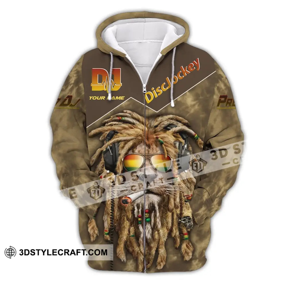 Unisex Shirt Custom Name Disc Jockey T-Shirt Proud Dj Music Lover Zipper Hoodie / S