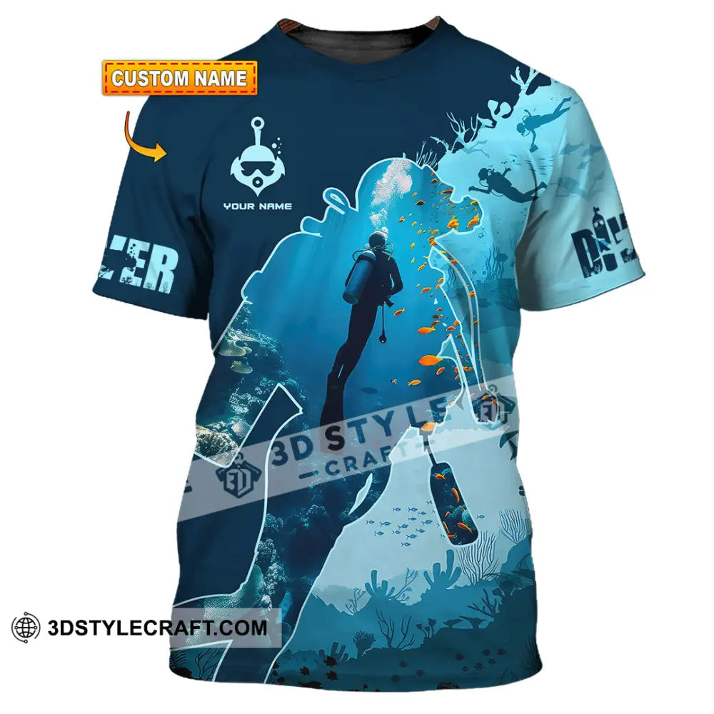 Unisex Shirt Custom Name Diver Diving Gift T-Shirt