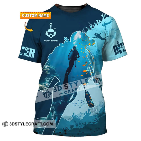 Unisex Shirt, Custom Name Diver Shirt, Diving Gift style option 1