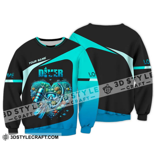 Unisex Shirt, Custom Name Diving Shirt, Gift for Diver style option 4