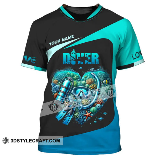 Unisex Shirt, Custom Name Diving Shirt, Gift for Diver style option 2