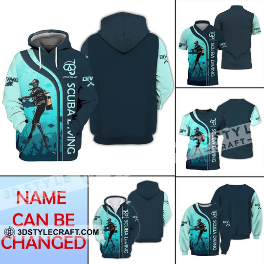 Unisex Shirt - Custom Name Diving T-Shirt - Personalized Scuba Diving Shirt - Dive Tee style option 2