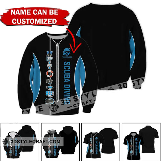 Unisex Shirt - Custom Name Diving T-Shirt - Personalized Shirt - Scuba Diver Gift style option 2