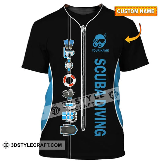 Unisex Shirt - Custom Name Diving T-Shirt - Personalized Shirt - Scuba Diver Gift style option 1