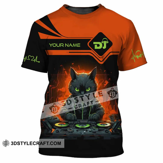 Unisex Shirt, Custom Name DJ Cat Shirt, DJ Hoodie Shirt Polo Long Sleeve Shirt style option 2