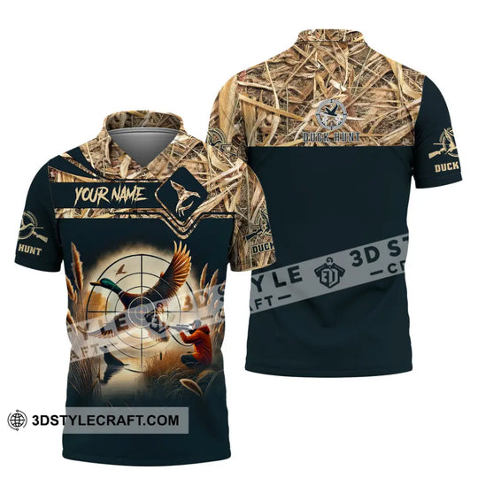 Unisex Shirt, Custom Name Duck Hunter Shirt, Duck Hunting Polo Long Sleeve, Animal Hunter T-Shirt style option 4