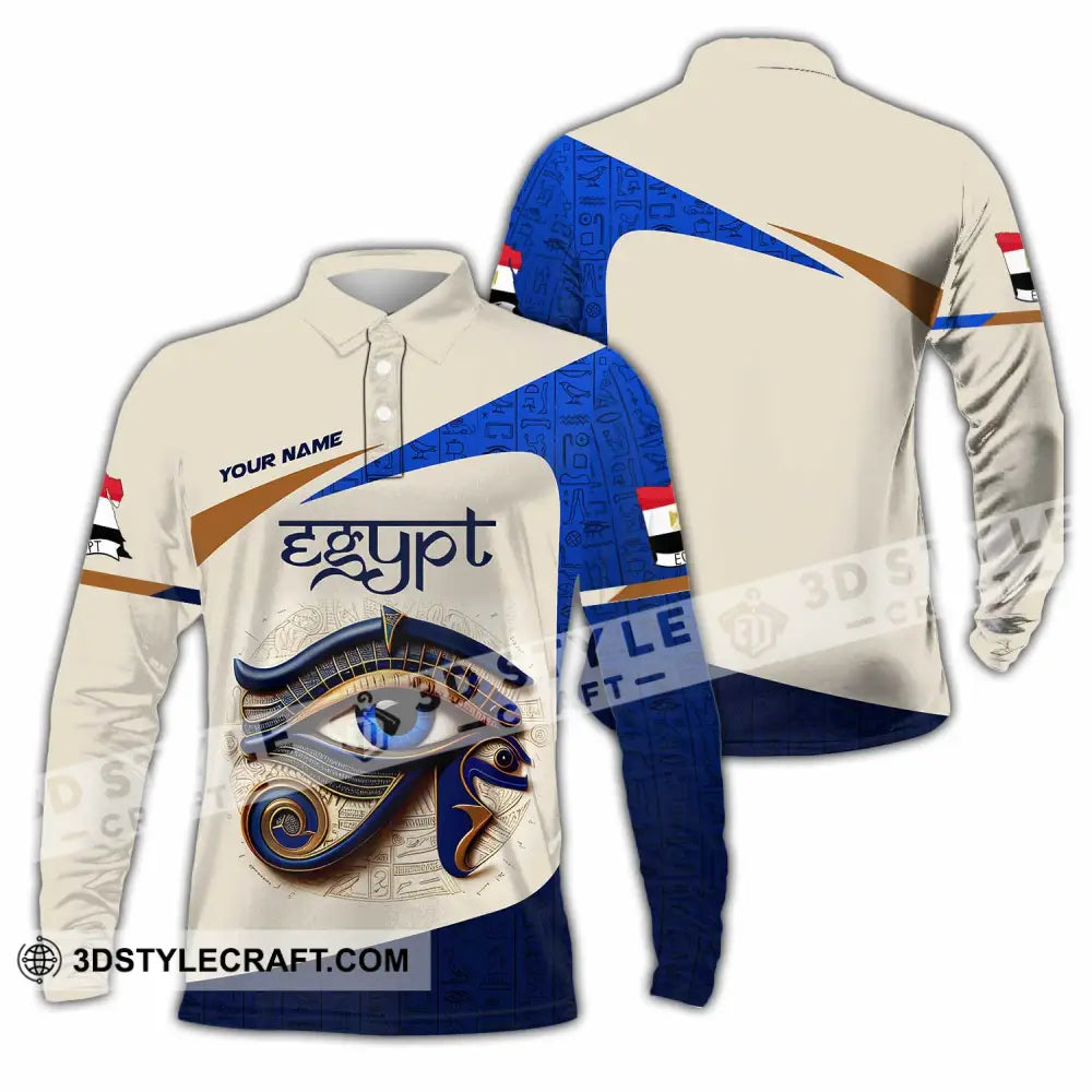Unisex Shirt Custom Name Egypt Lover Gift Long Sleeve Polo / S T-Shirt