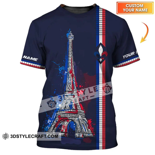 Unisex Shirt - Custom Name Shirt - Eiffel Tower, France Color Shirt style option 1