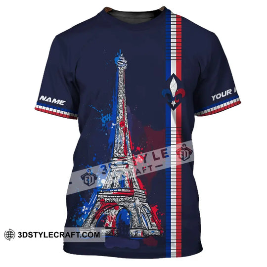 Unisex Shirt - Custom Name Shirt - Eiffel Tower, France Color Shirt style option 2