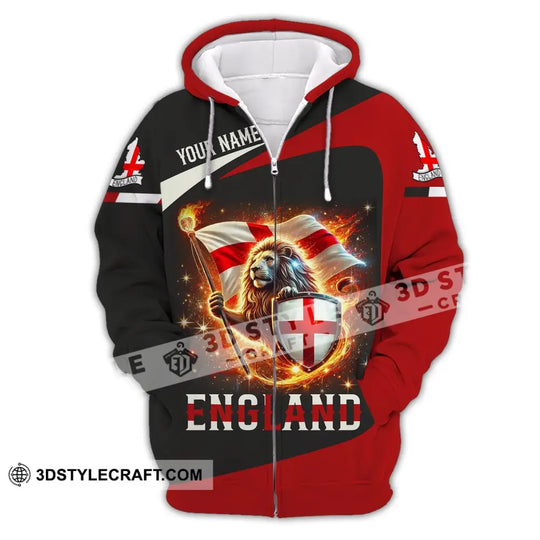 Unisex Shirt - Custom Name Shirt England Fire Lion style option 3
