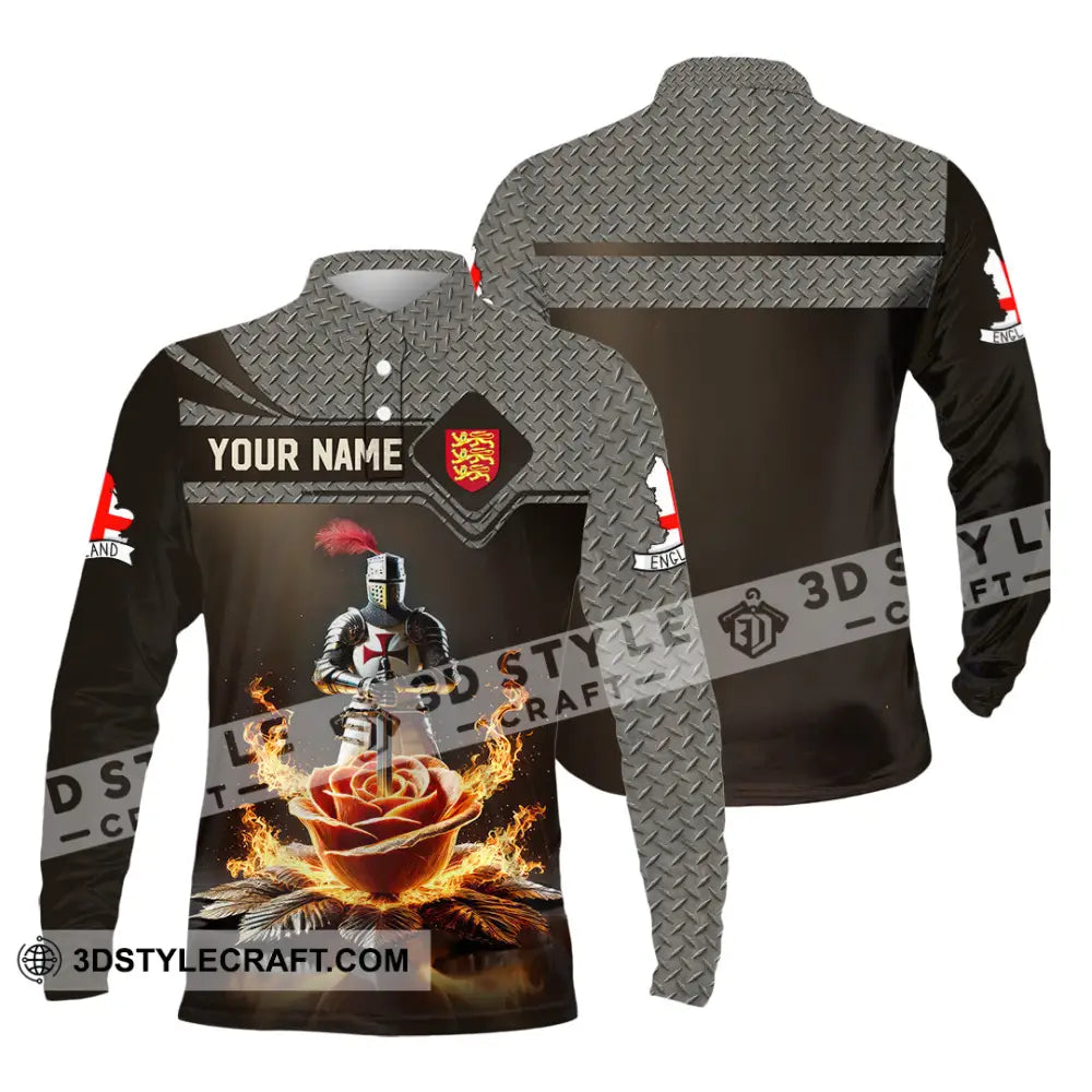 Unisex Shirt Custom Name England Lover Gift Long Sleeve Polo / S T-Shirt