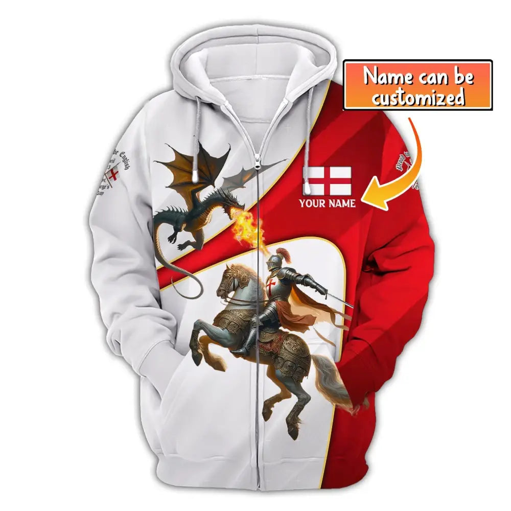 Unisex Shirt Custom Name England T-Shirt Proud To Be English St George’s Day Gift