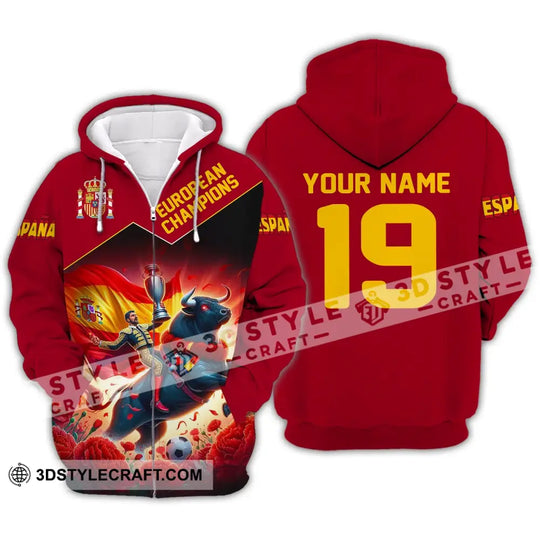 Unisex Shirt, Custom Name España Football Polo Shirt, Euro 2024 Espana Football Hoodie Long Sleeve Shirt style option 3