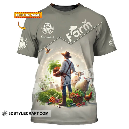 Unisex Shirt Custom Name Farmer Long Sleeve Polo T-Shirt