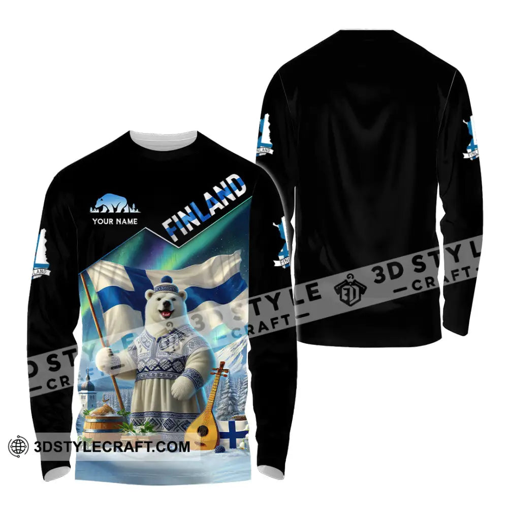 Unisex Shirt Custom Name Finland T-Shirt Lover Gift Long Sleeve / S T-Shirt