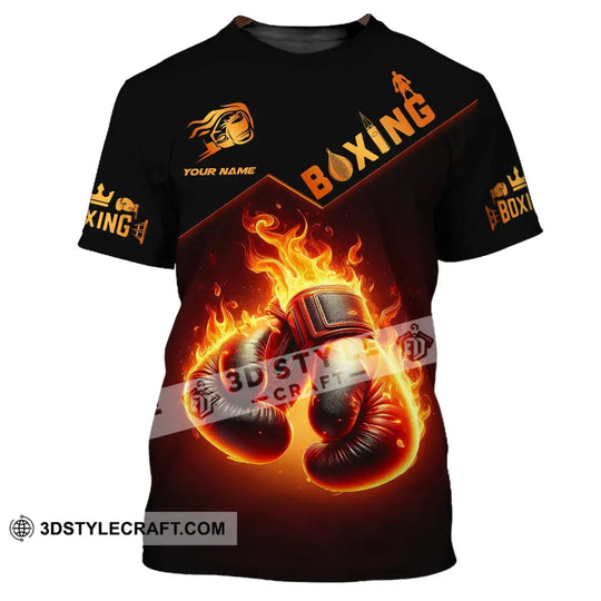 Unisex Shirt - Custom Name Shirt, Fire Boxing Gloves style option 2