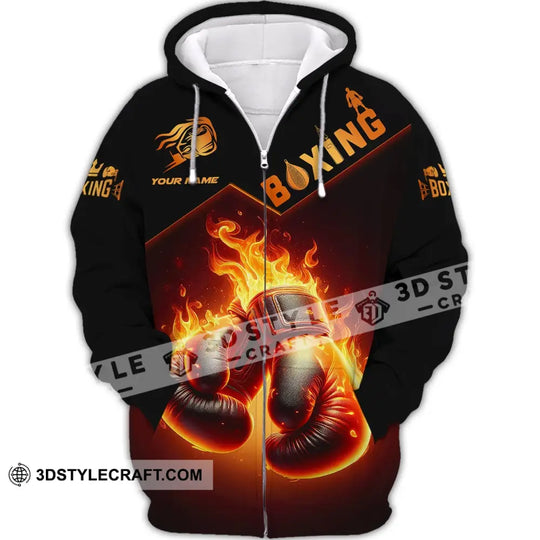 Unisex Shirt - Custom Name Shirt, Fire Boxing Gloves style option 4