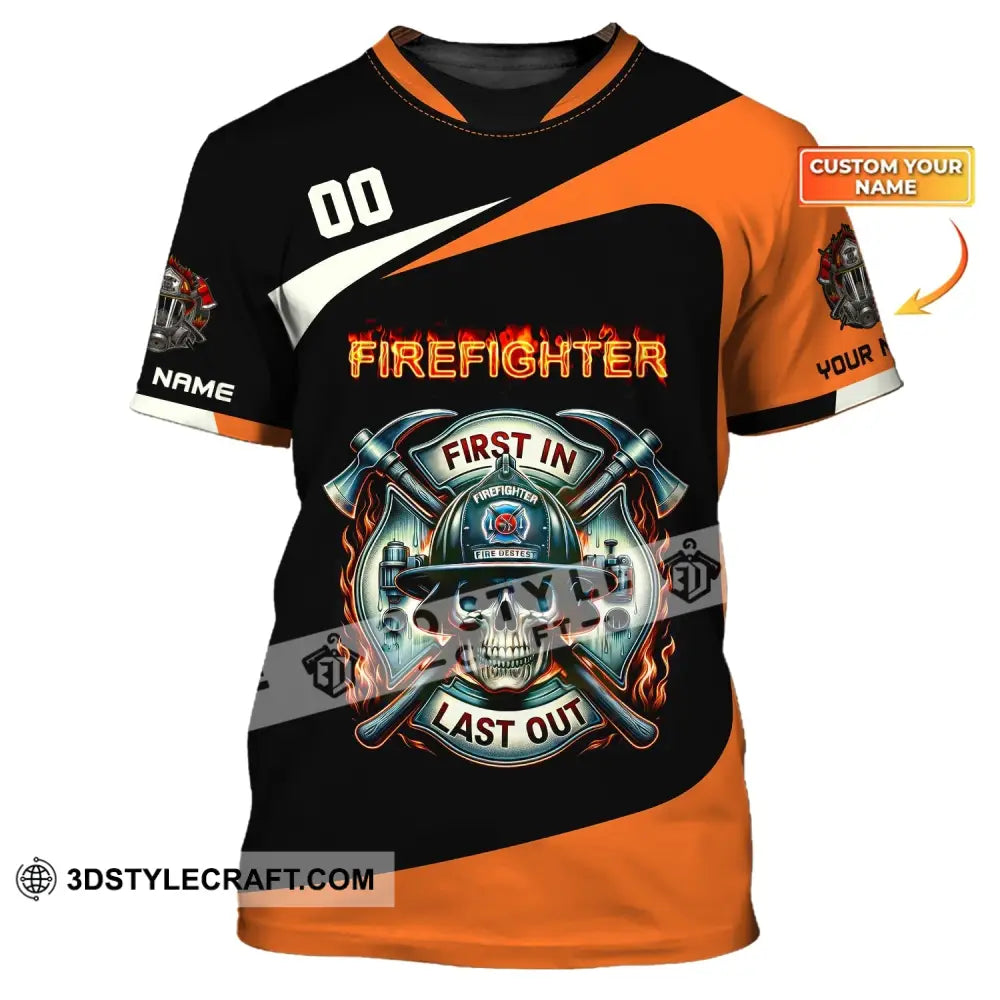 Unisex Shirt Custom Name Fire Fighter T-Shirt For Firefighter T-Shirt Polo