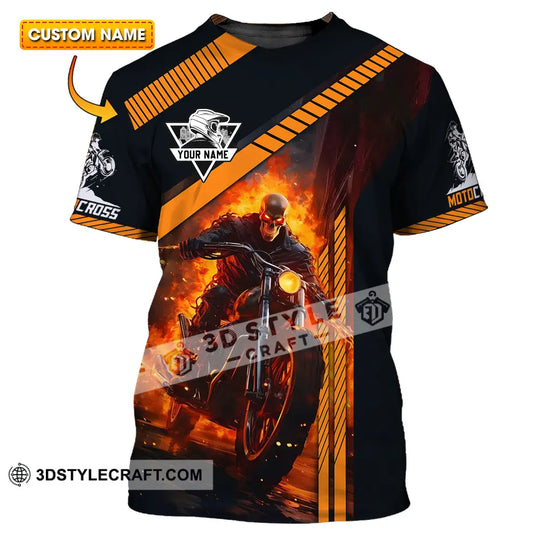 Unisex Shirt - Custom Name Fire Motobike Shirt For Player style option 1