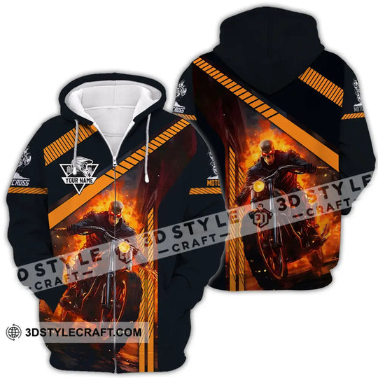 Unisex Shirt - Custom Name Fire Motobike Shirt For Player style option 4