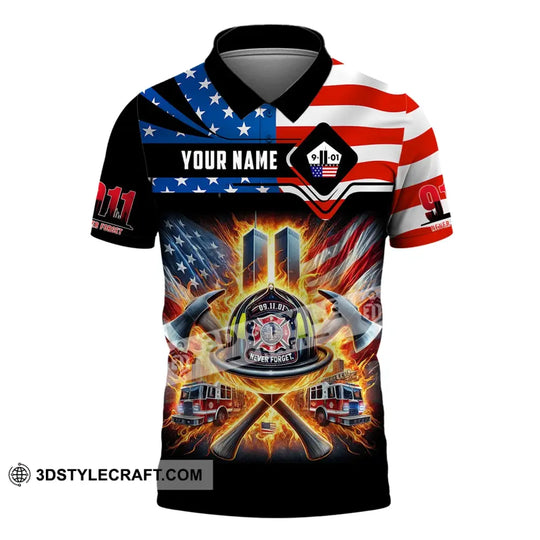Unisex Shirt, Custom Name Firefighter Shirt, Never Forget, Fallen Firefighters 911 Memorial T-Shirt style option 4
